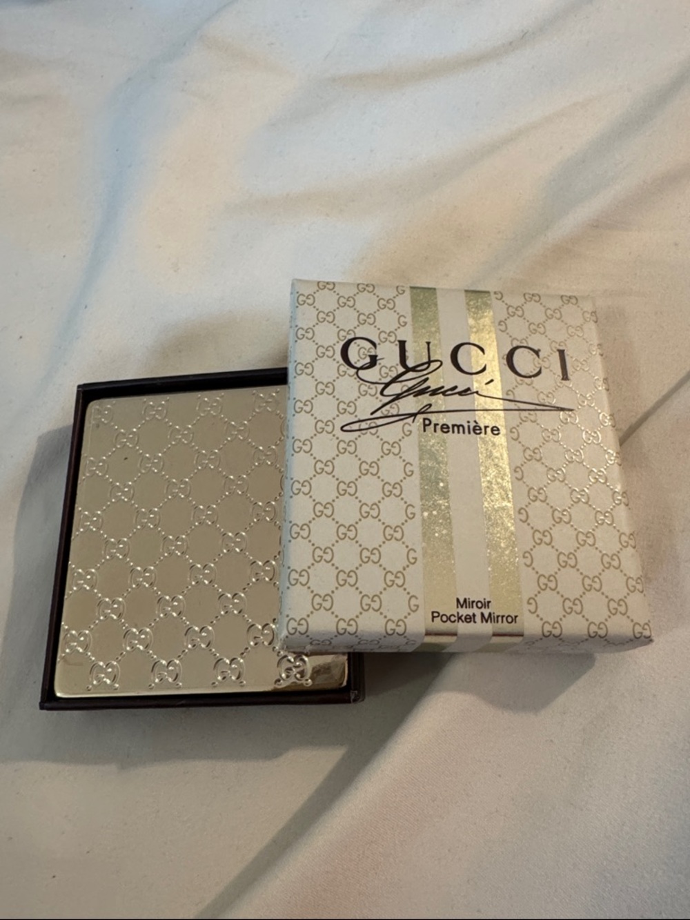 Gucci Silver Embossed GG Compact Mirror